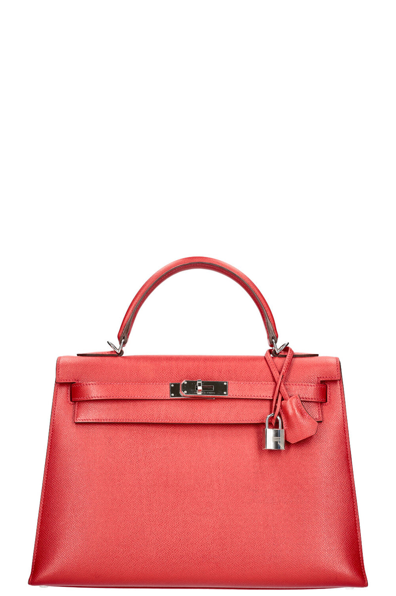 HERMÈS Kelly 32 Epsom Rouge Casaque