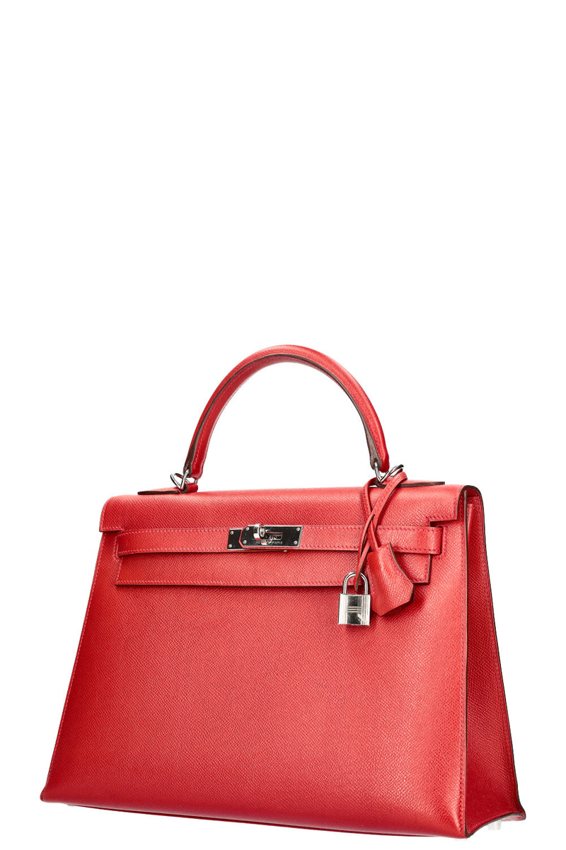 HERMÈS Kelly 32 Epsom Rouge Casaque