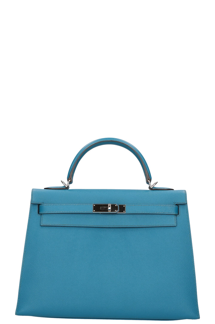 HERMÈS Kelly 32 Epsom Bleu Izmir