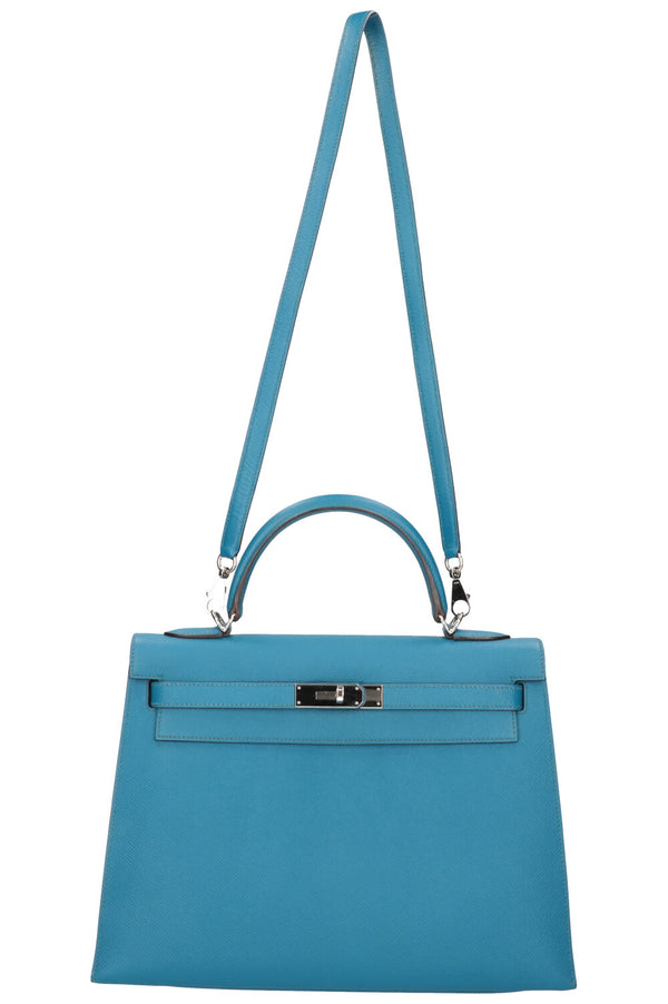 HERMÈS Kelly 32 Epsom Bleu Izmir
