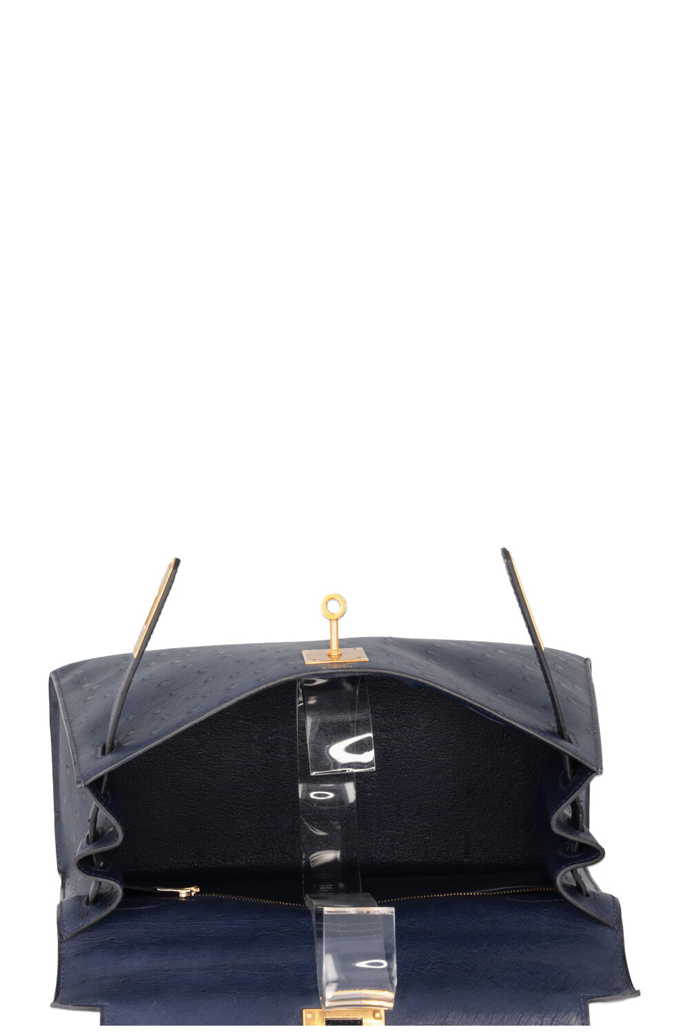 HERMÈS Kelly 28 Autruche Bleu Iris