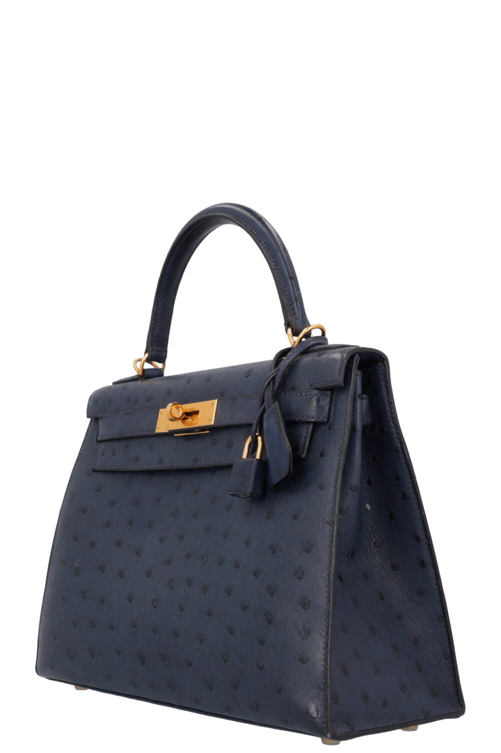HERMÈS Kelly 28 Autruche Bleu Iris