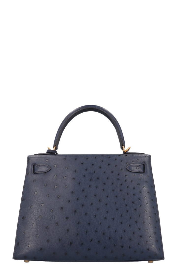 HERMÈS Kelly 28 Autruche Bleu Iris