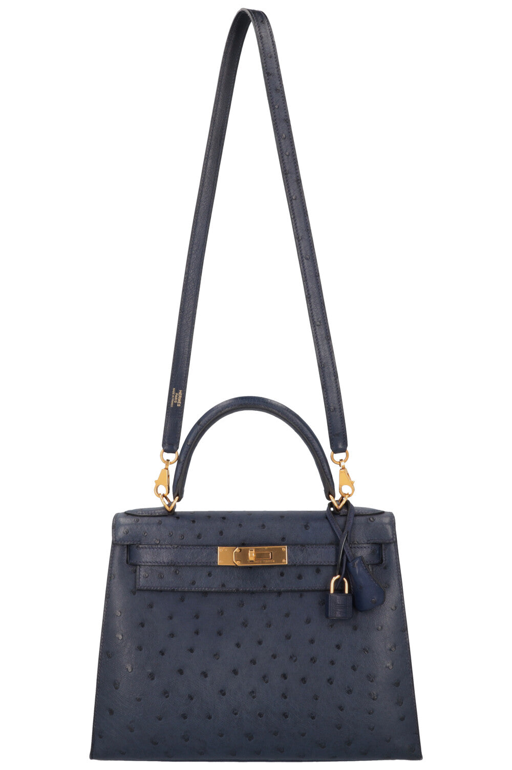 HERMÈS Kelly 28 Autruche Bleu Iris