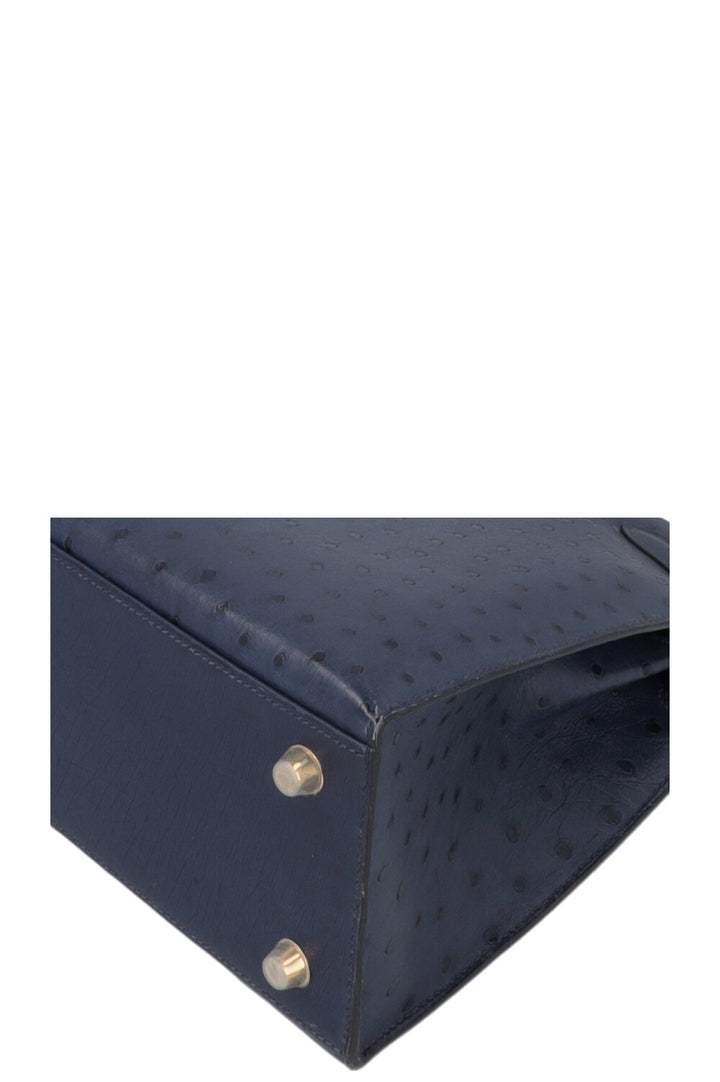 HERMÈS Kelly 28 Autruche Bleu Iris