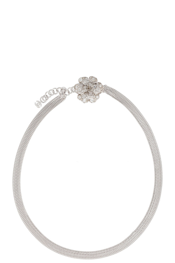 CHANEL 2005 Camelia Crystal Belt Silver