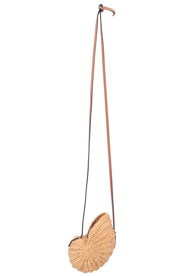 LOEWE Paulas Ibiza Shell Moon Raffia Crossbody Bag