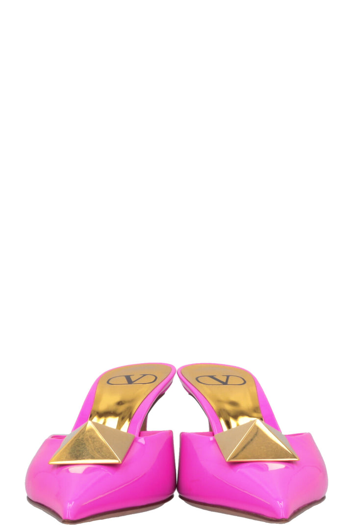 VALENTINO One Stud Mules Hot Pink Patent