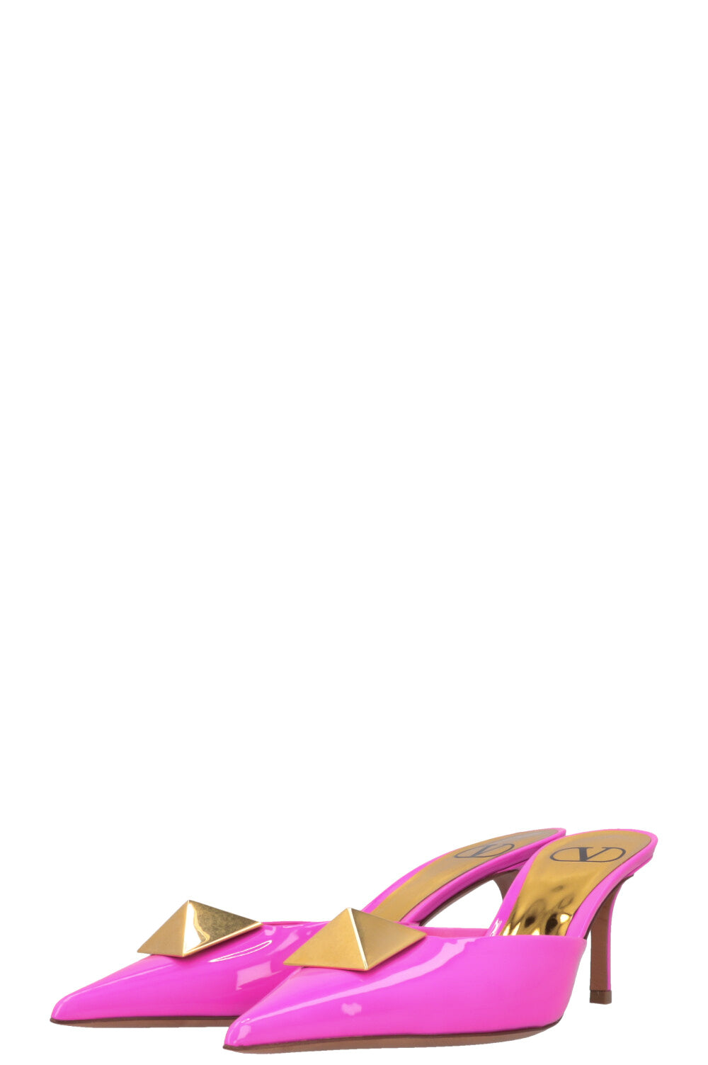 VALENTINO One Stud Mules Hot Pink Patent