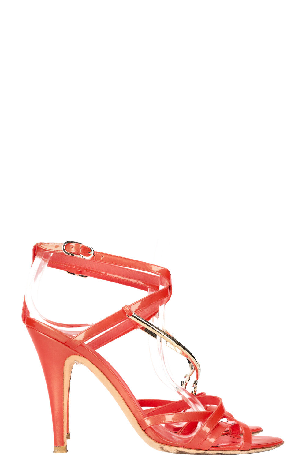 CHANEL Heels Patent Coral