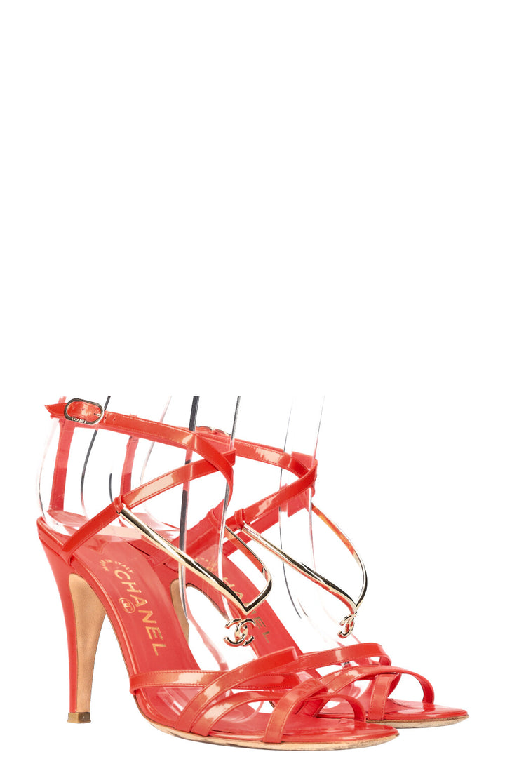 CHANEL Heels Patent Coral