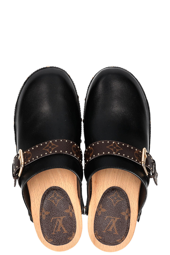 LOUIS VUITTON Cottage Clog Mules MNG Black