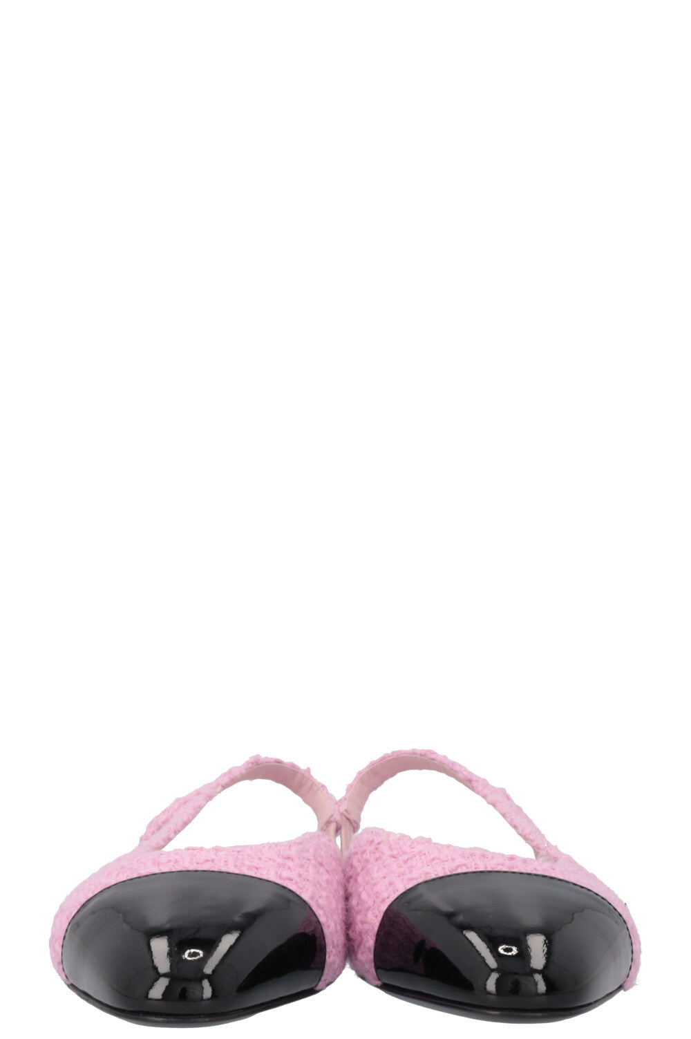 CHANEL Slingback Ballet Flats Tweed Pink