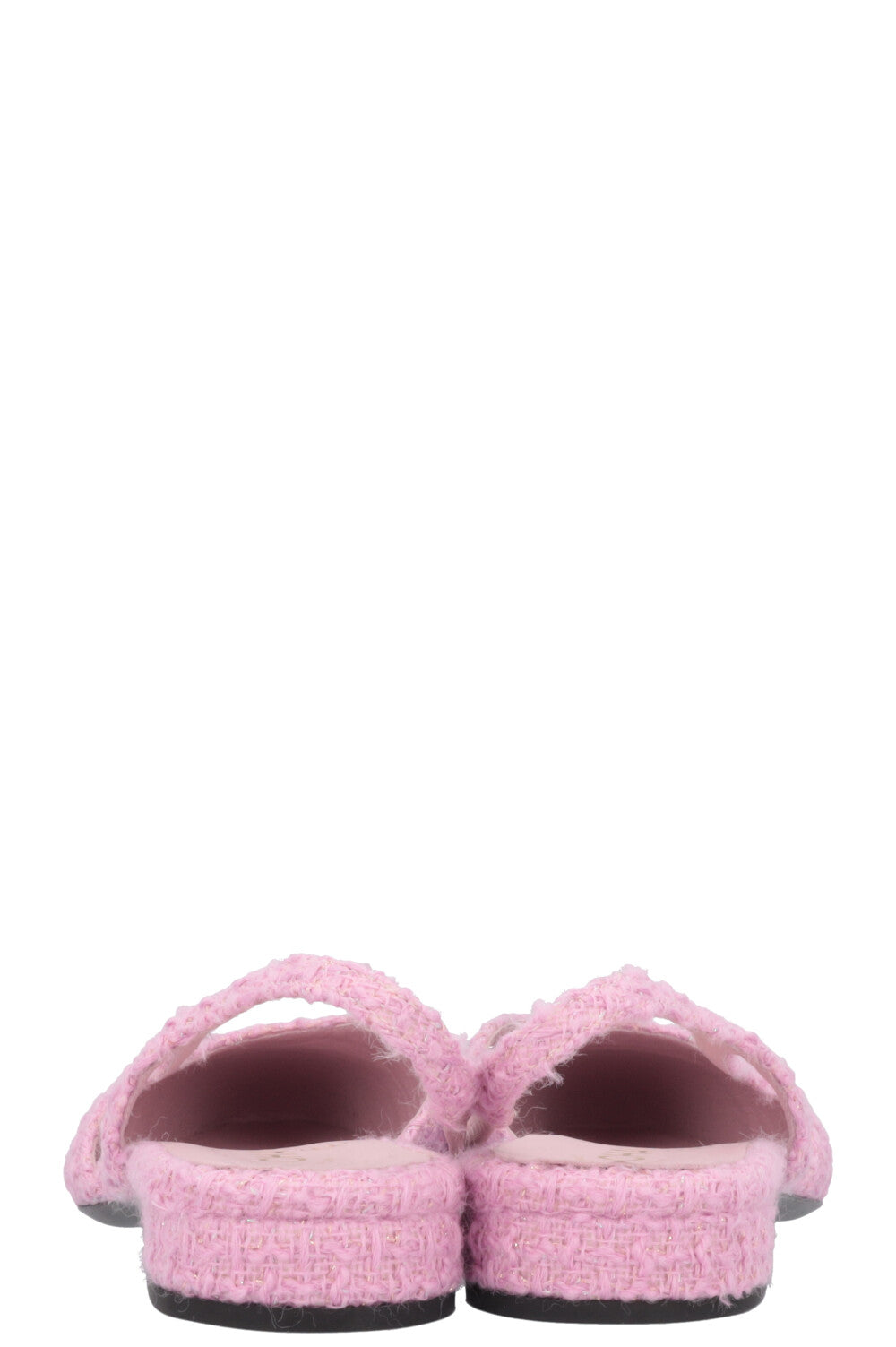CHANEL Slingback Ballet Flats Tweed Pink