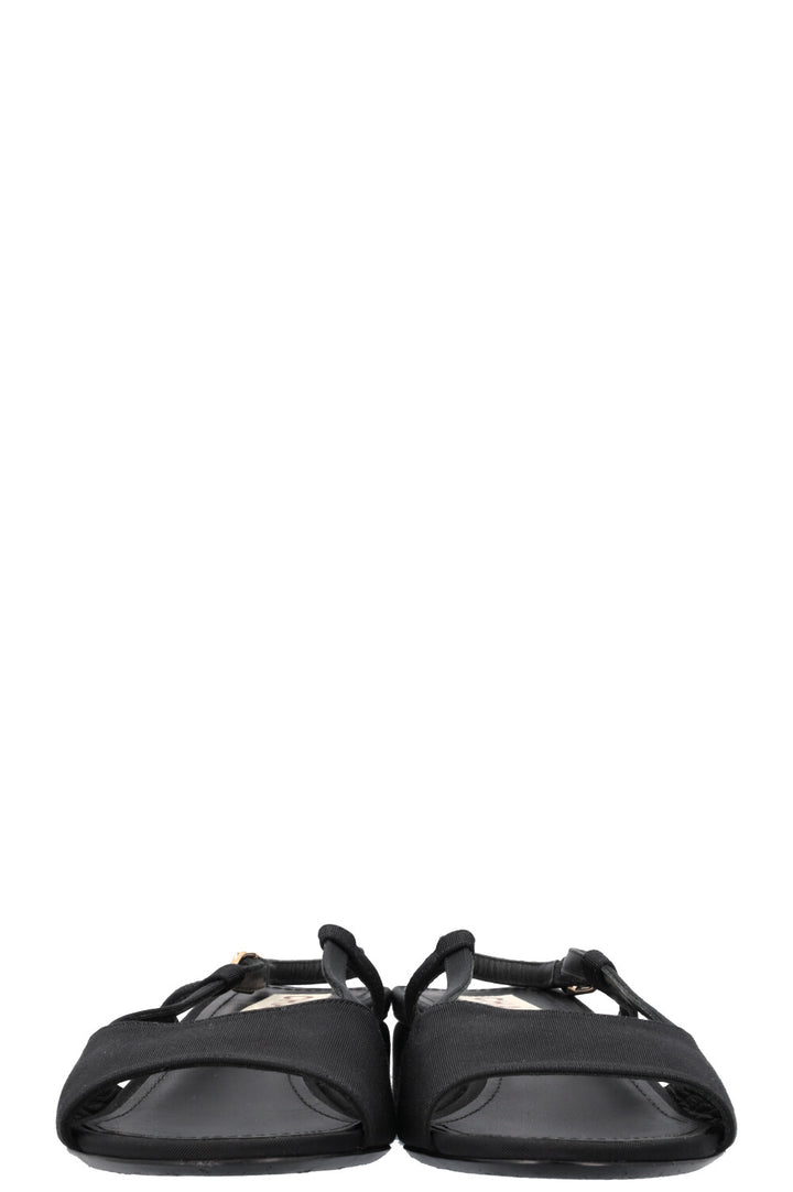 CHANEL CC Slingbacks Heels Peep Toe Black