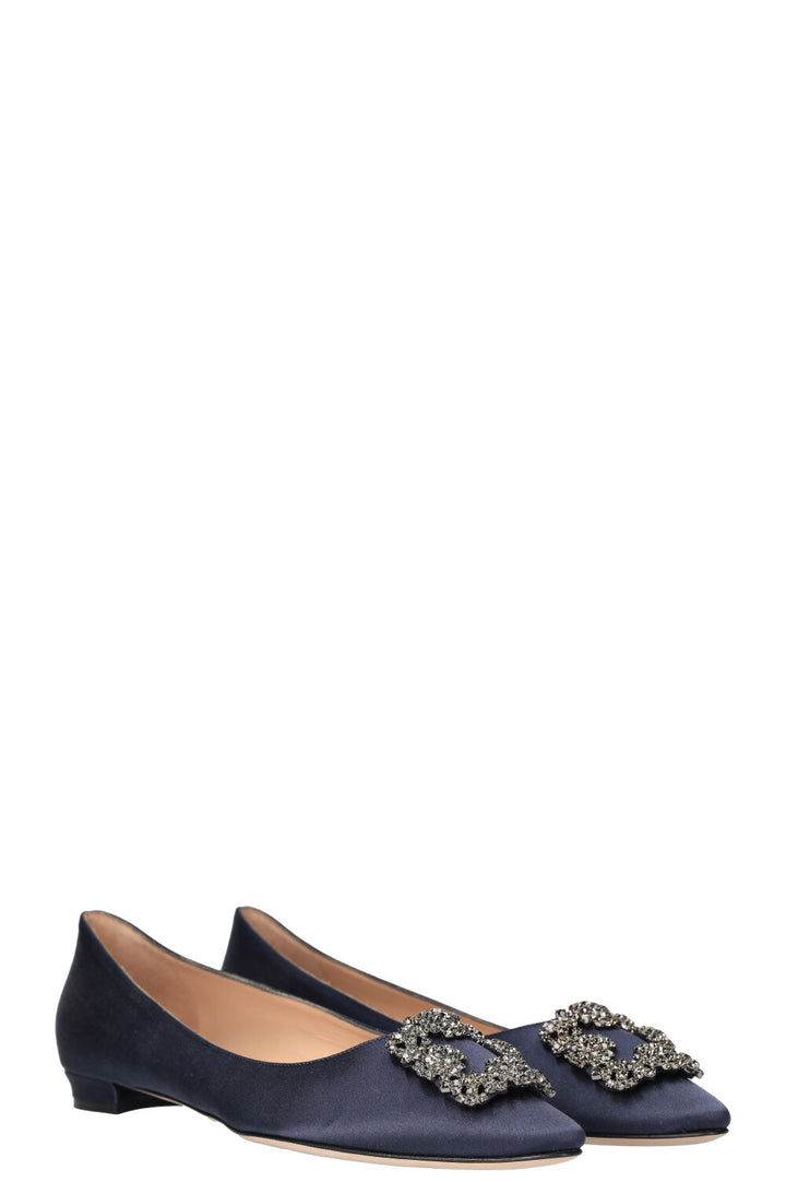 MANOLO BLAHNIK Hangisi Flats Navy