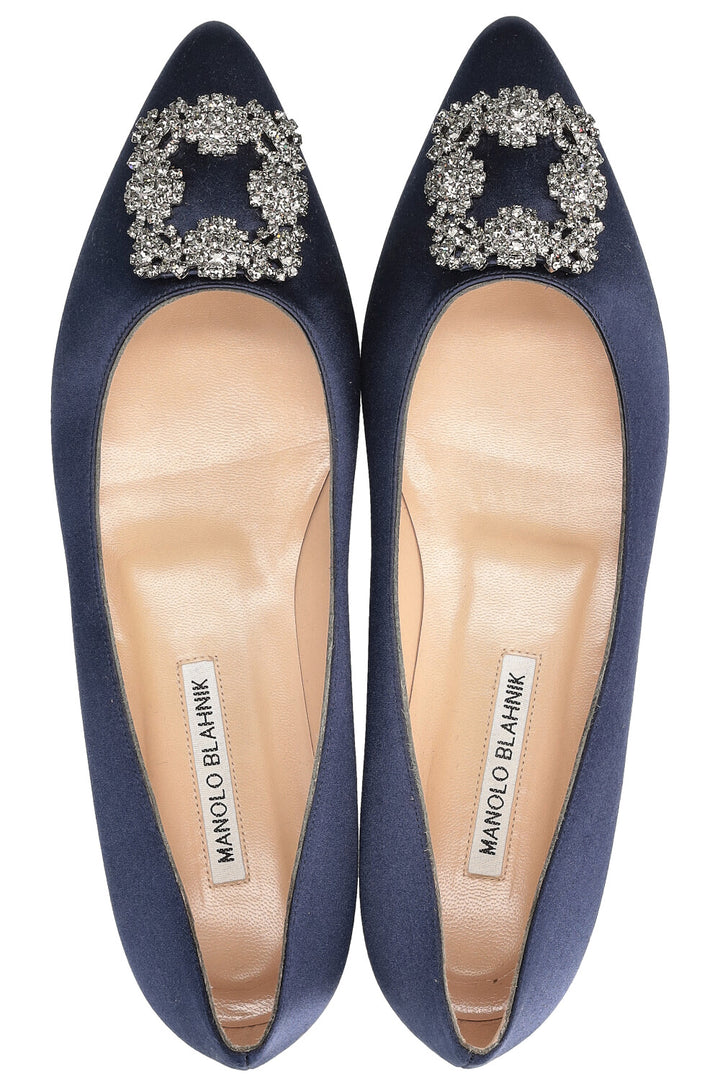 MANOLO BLAHNIK Hangisi Flats Navy