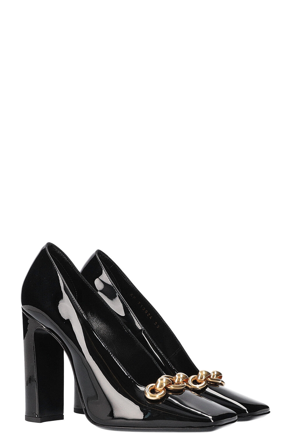 SAINT LAURENT New Maillon Heels Patent Black