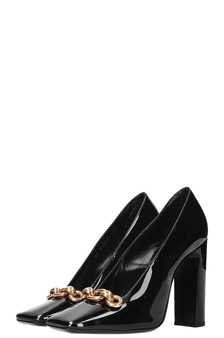 SAINT LAURENT New Maillon Heels Patent Black