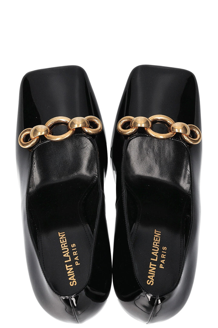 SAINT LAURENT New Maillon Heels Patent Black