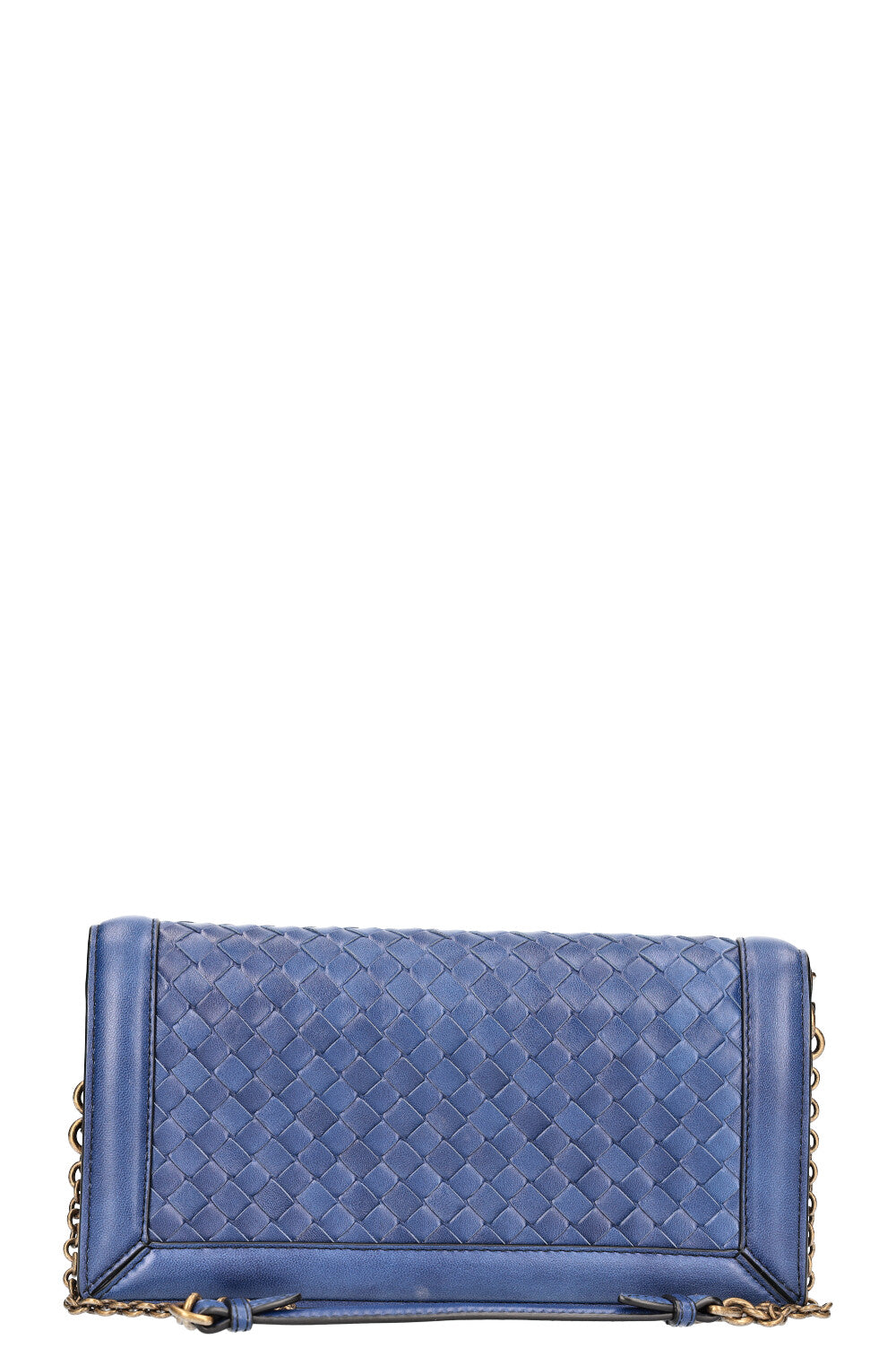 BOTTEGA VENETA Olimpia Knot Clutch Intrecciato Blue