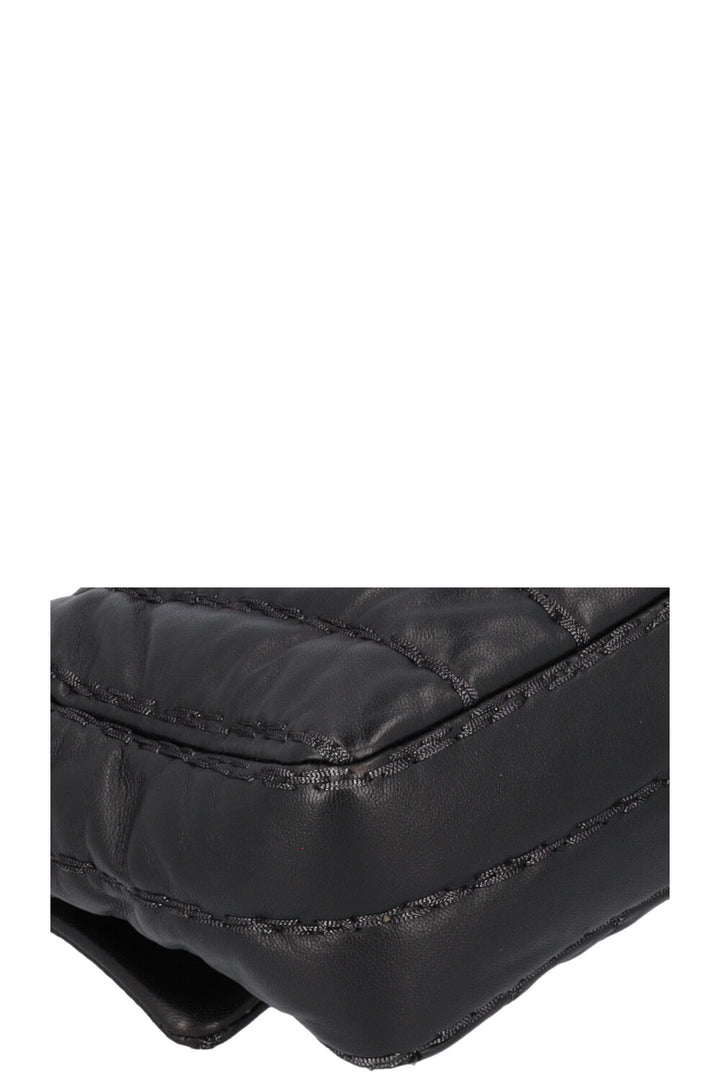 CHANEL Vertical Stitch Single Flap Bag Black