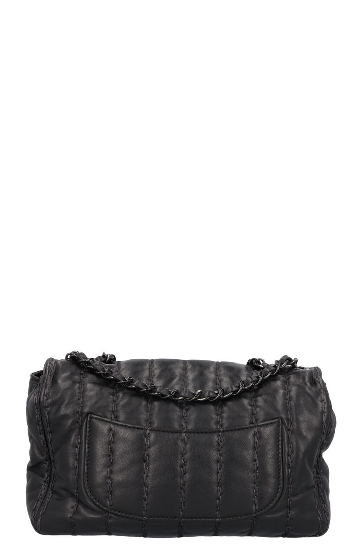 CHANEL Vertical Stitch Single Flap Bag Black