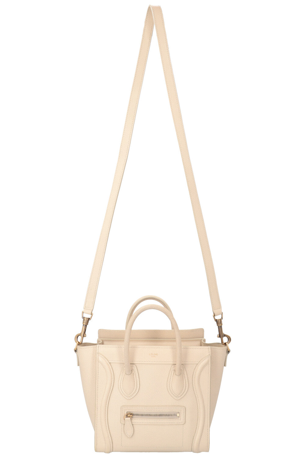 CELINE Nano Luggage Crossbody Bag Ivory