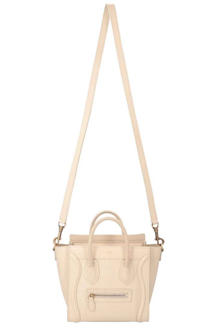 CELINE Nano Luggage Crossbody Bag Ivory