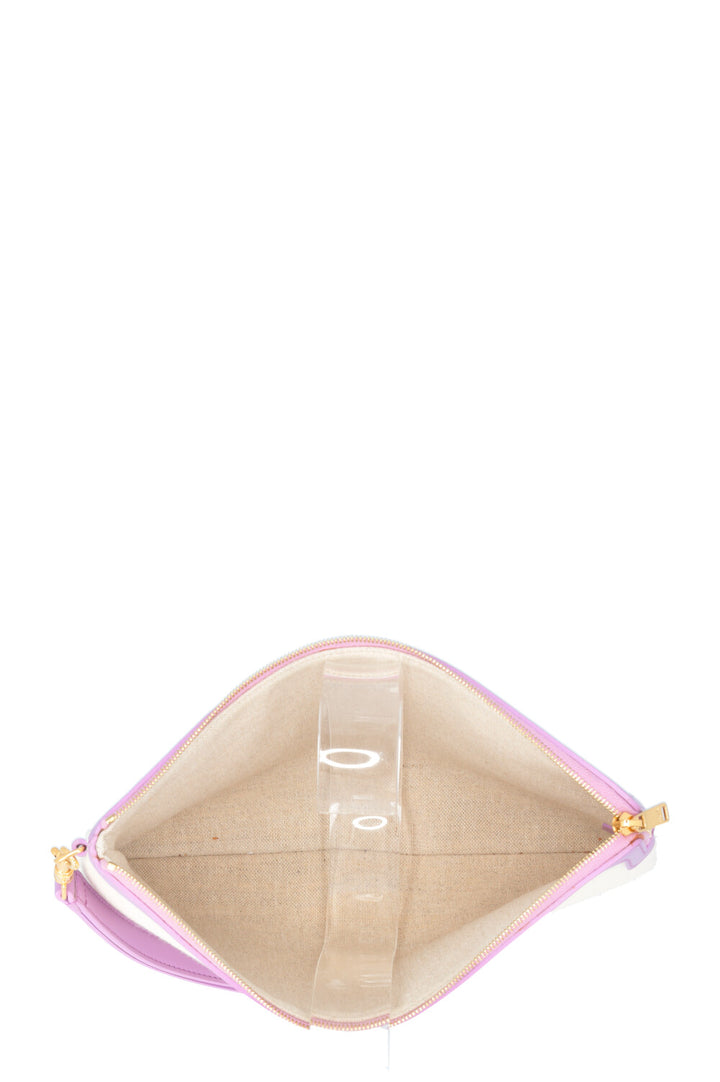 CELINE Logo Zip Pouch Cream Canvas