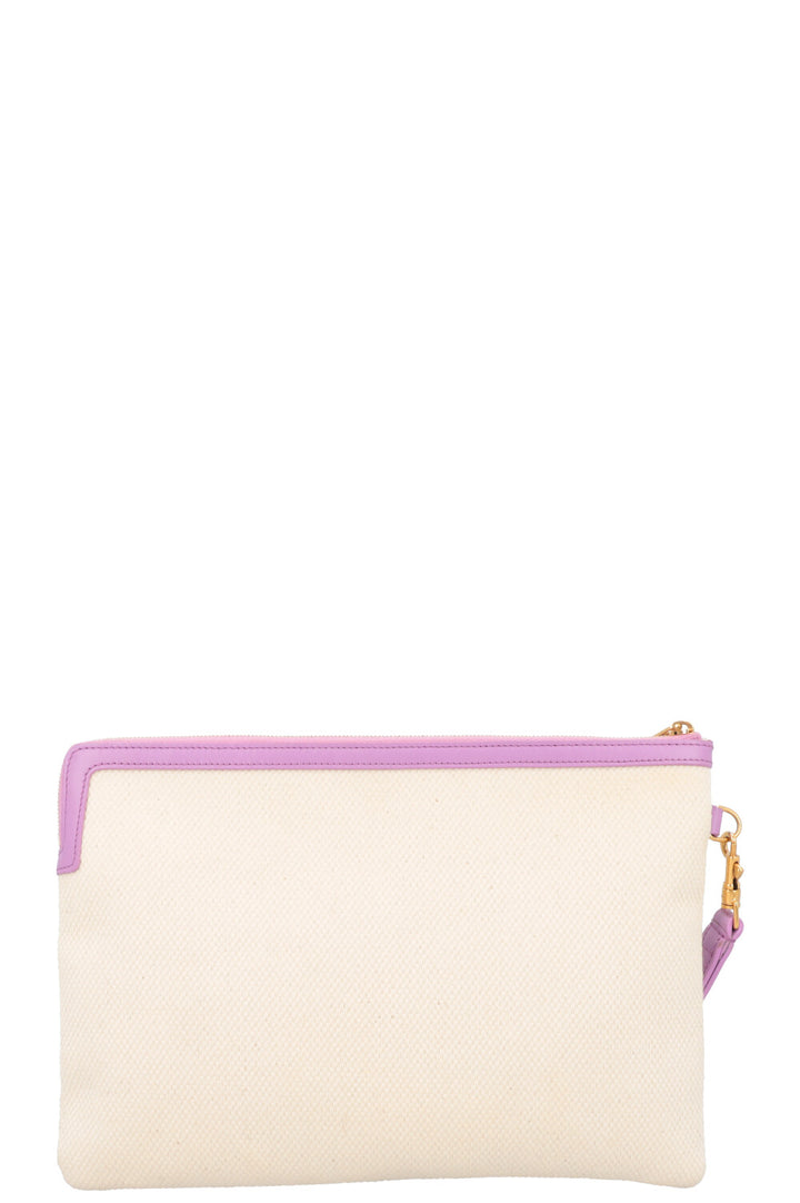 CELINE Logo Zip Pouch Cream Canvas