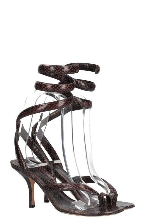 BOTTEGA VENETA Spiral Heels Python Print Brown