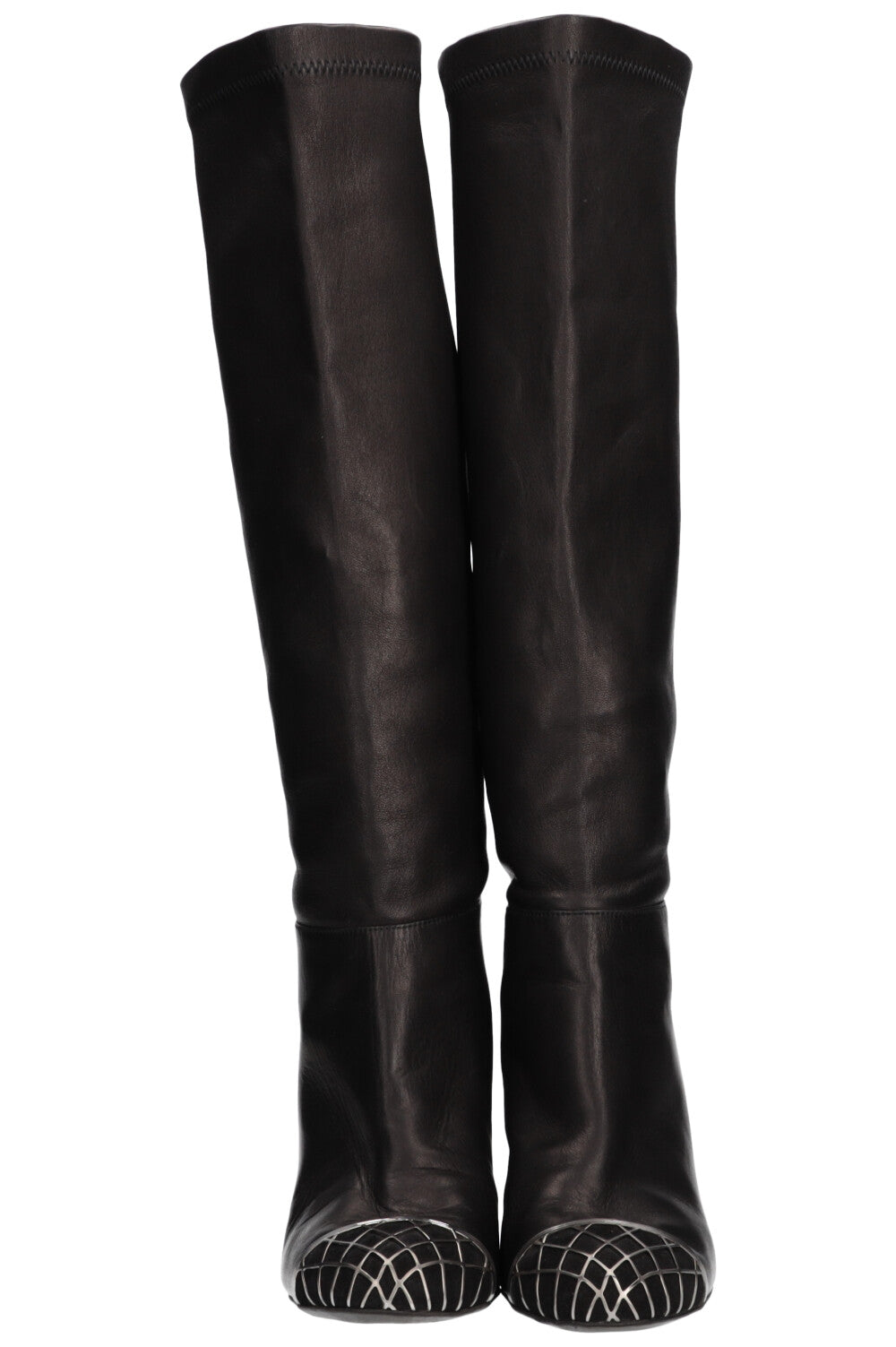 CHANEL Metal Cap Toe Boots Leather Black – REAWAKE