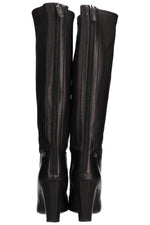 CHANEL Metal Cap Toe Boots Leather Black