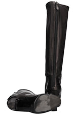 CHANEL Metal Cap Toe Boots Leather Black
