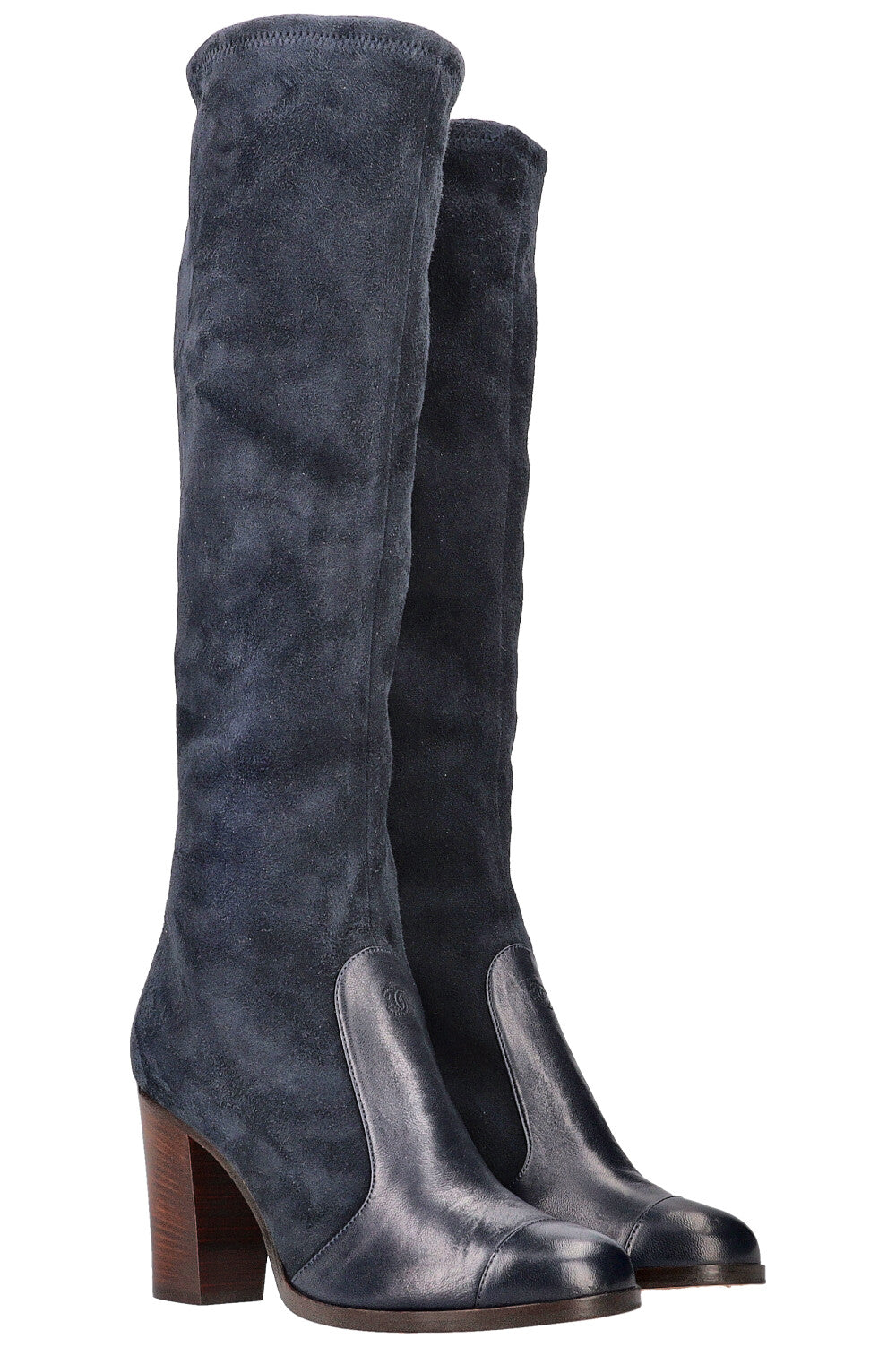 CHANEL CC Boots Suede Navy