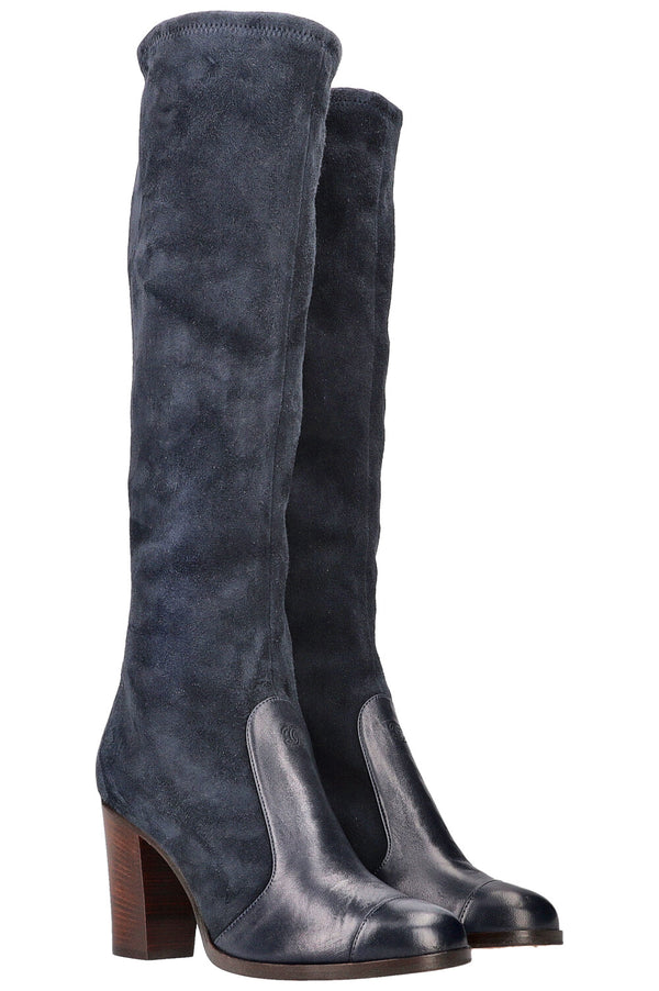 CHANEL CC Bottes Daim Marine