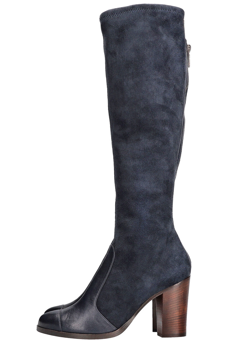 CHANEL CC Boots Suede Navy