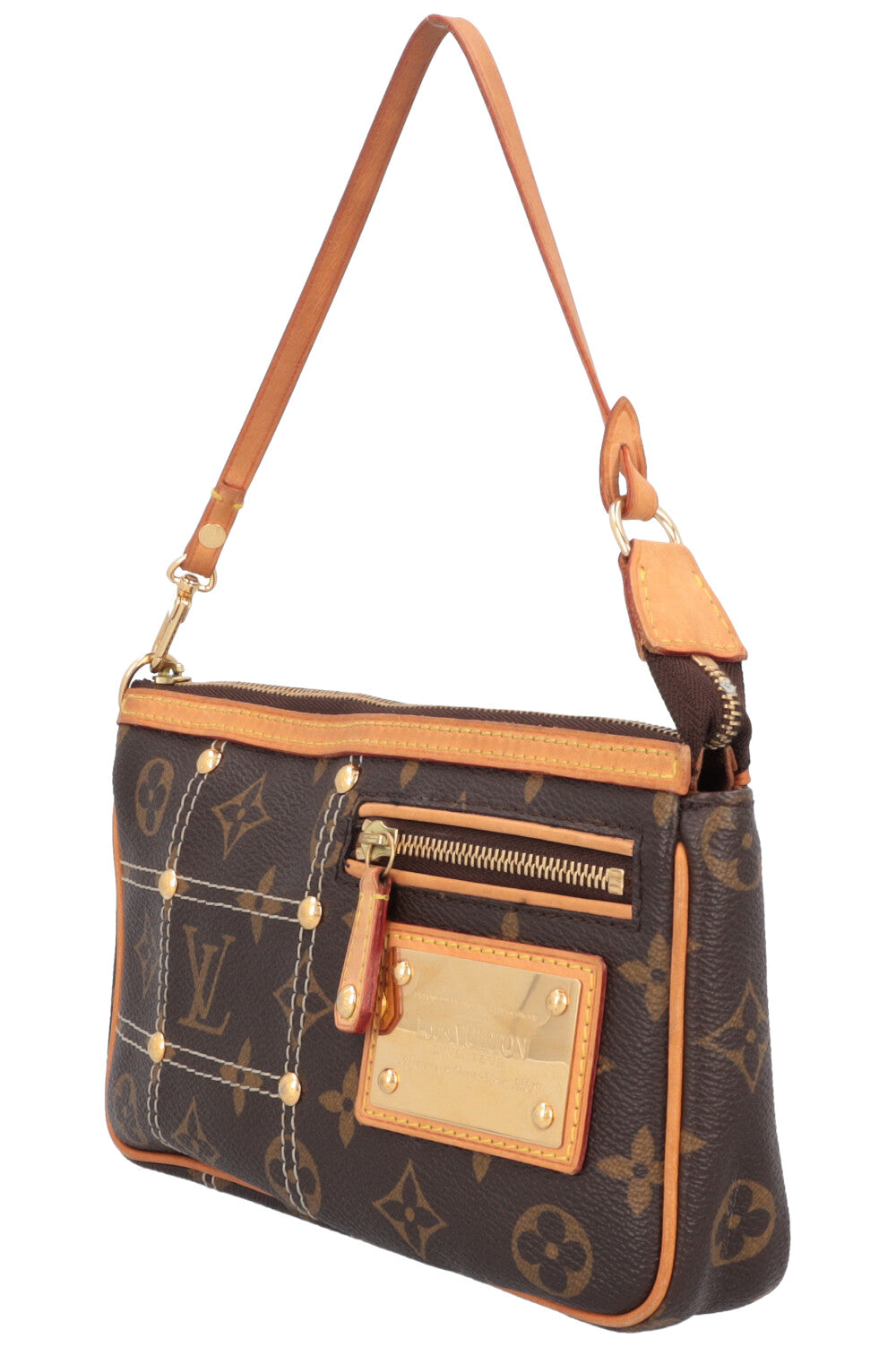 LOUIS VUITTON Quilted Rivet Pochette MNG Canvas