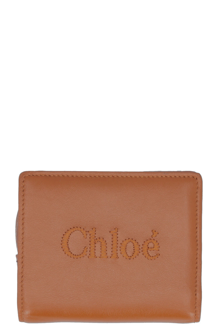 CHLOÉ Sense Compact Wallet Leather Brown