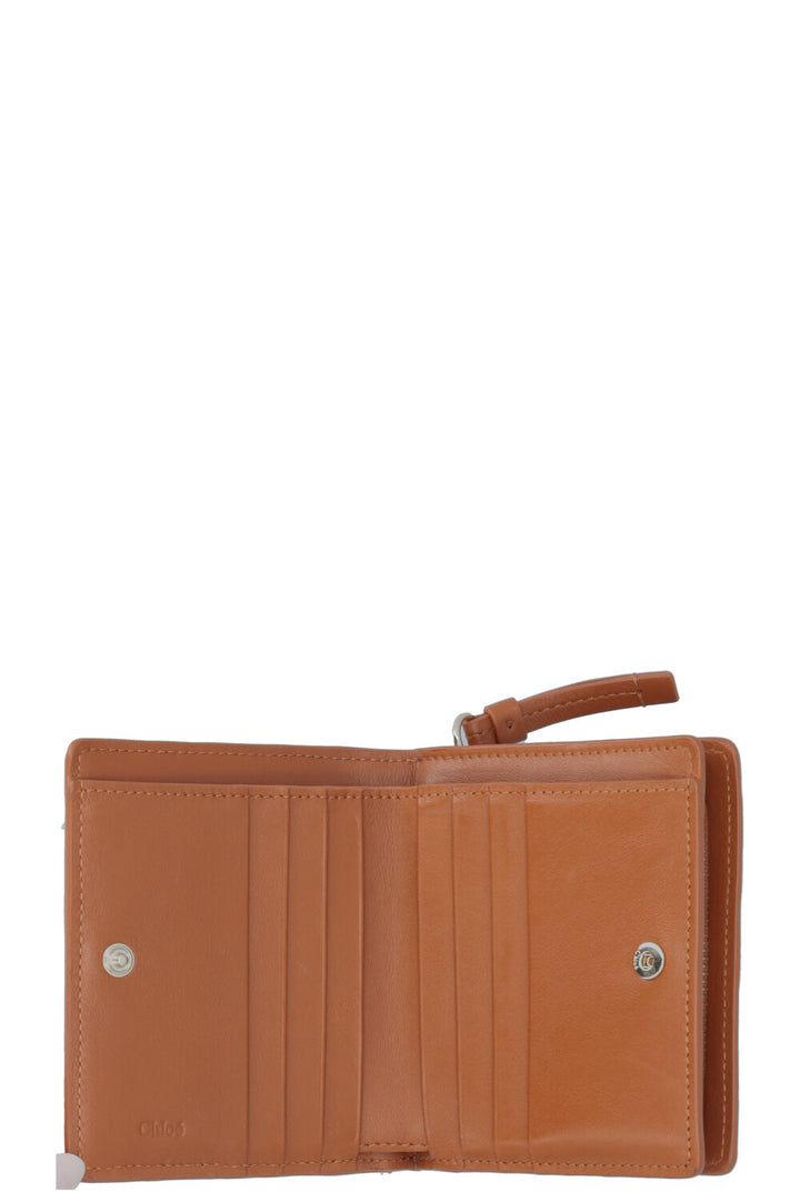 CHLOÉ Sense Compact Wallet Leather Brown