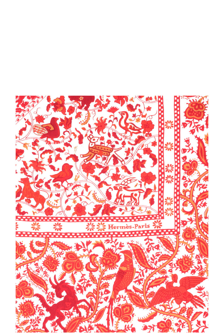 HERMÈS Jardins de Soie 140 Foulard Cachemire Rouge