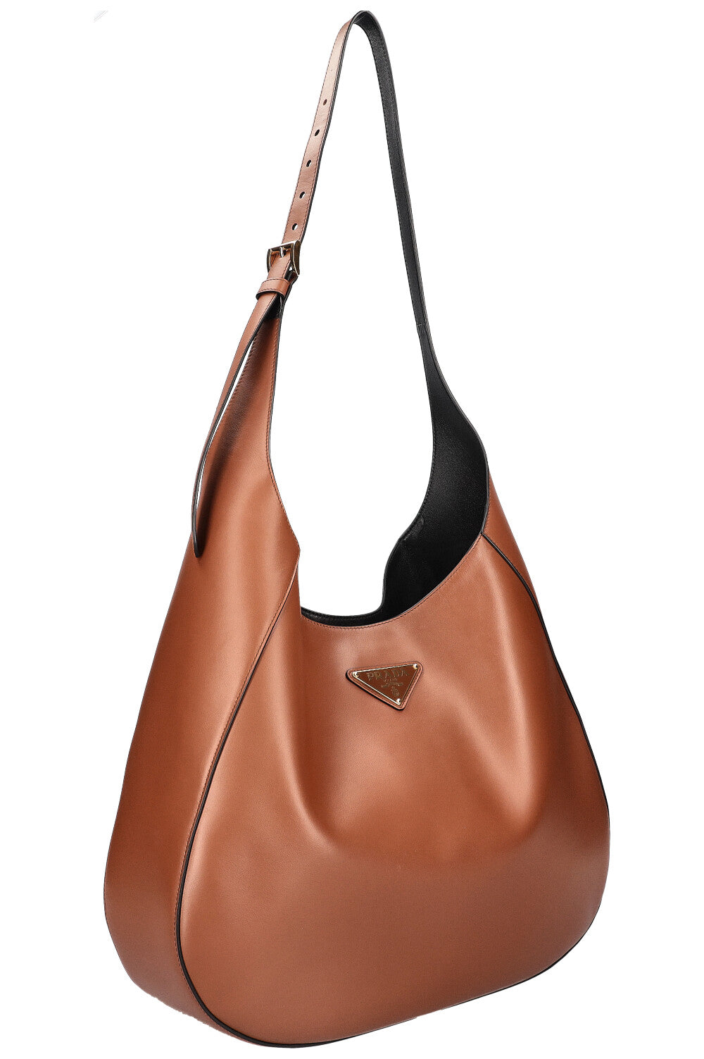 PRADA Logo Hobo Bag Large Brown