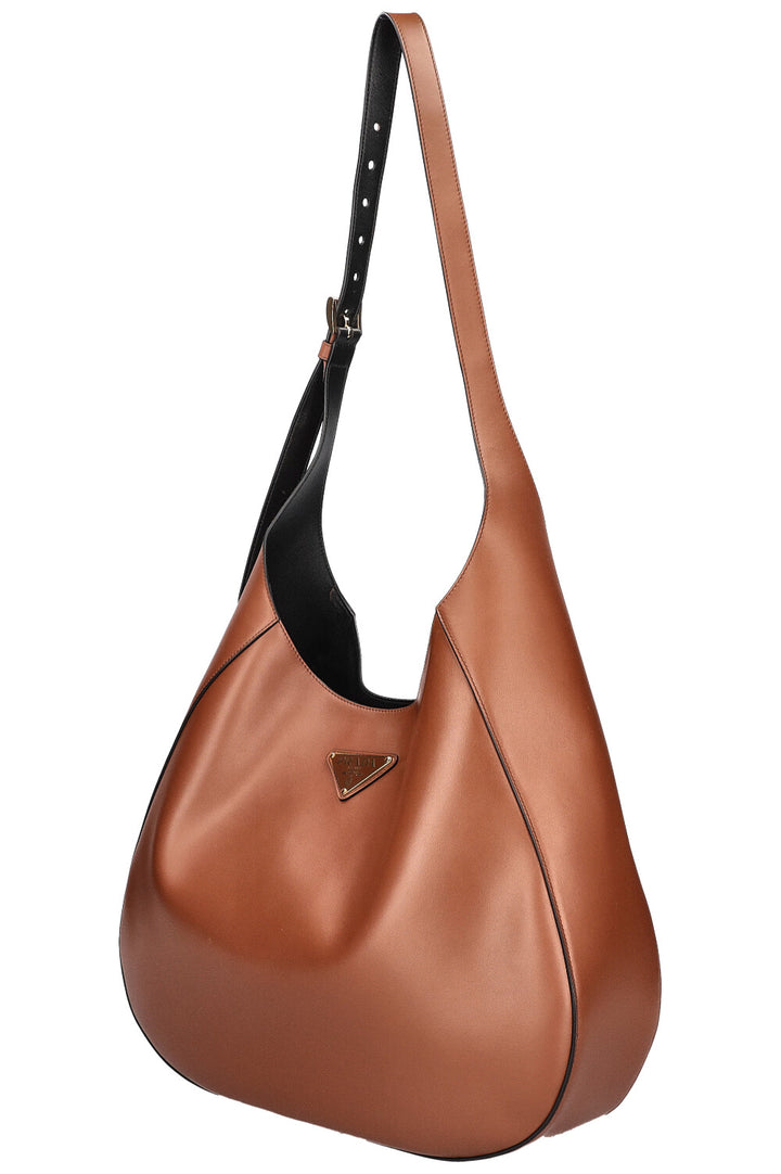 PRADA Logo Hobo Bag Large Brown