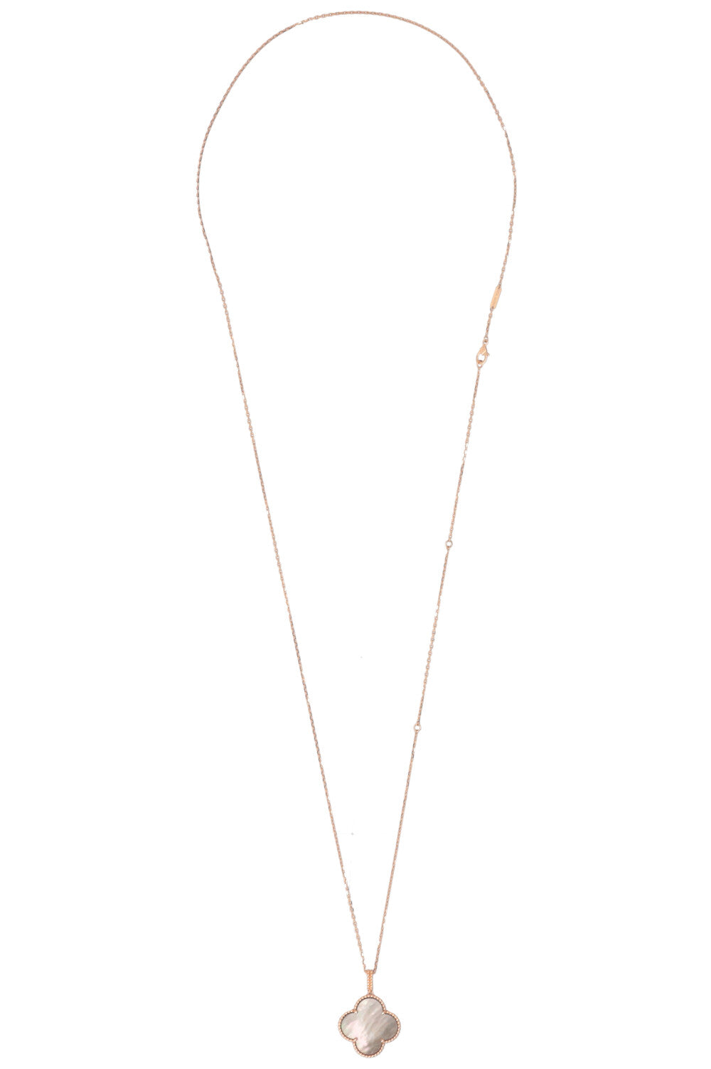 VAN CLEEF&ARPELS Vintage Alhambra One Motif Mother Of Pearl Necklace Rose Gold