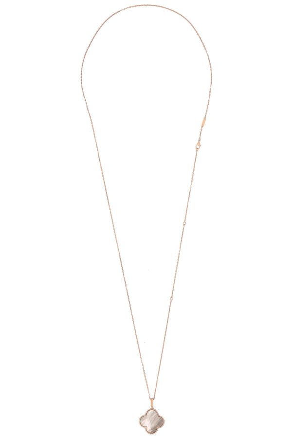 VAN CLEEF&ARPELS Vintage Alhambra One Motif Mother Of Pearl Necklace Rose Gold