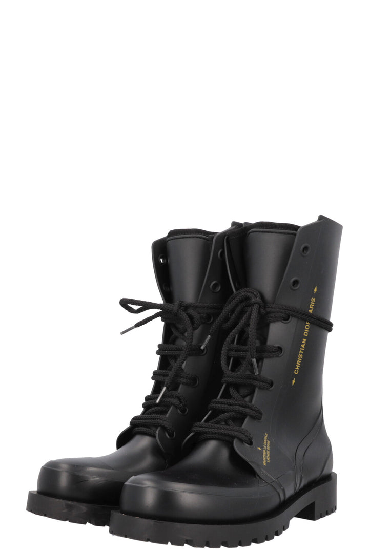 CHRISTIAN DIOR DiorCamp Combat Boots Black PVC
