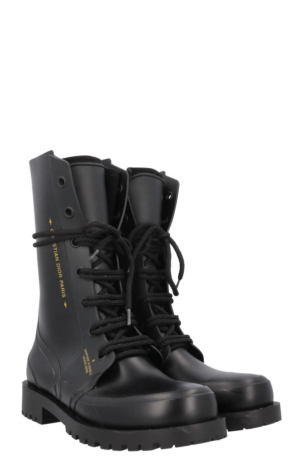 CHRISTIAN DIOR DiorCamp Combat Boots Black PVC