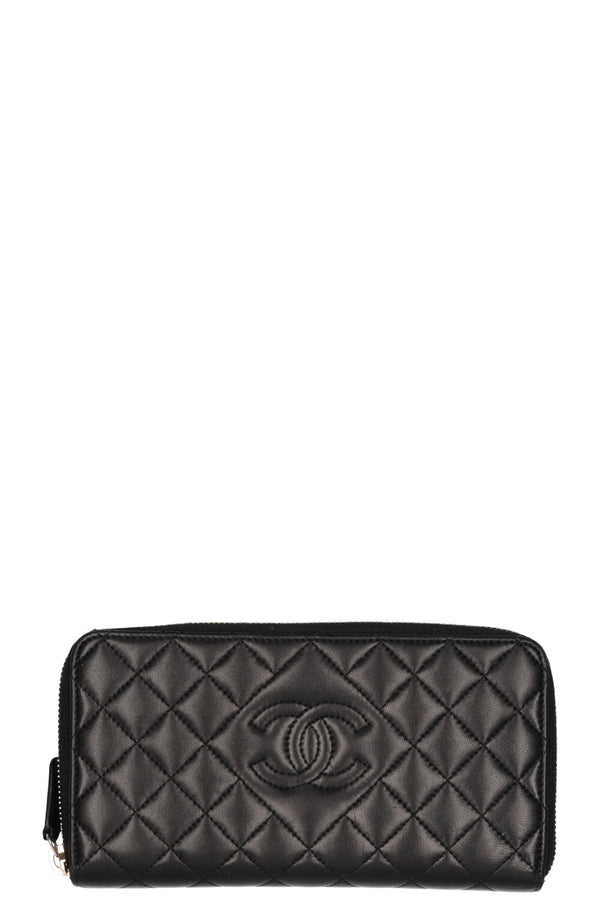 CHANEL CC Portefeuille Zippé Matelasse Noir