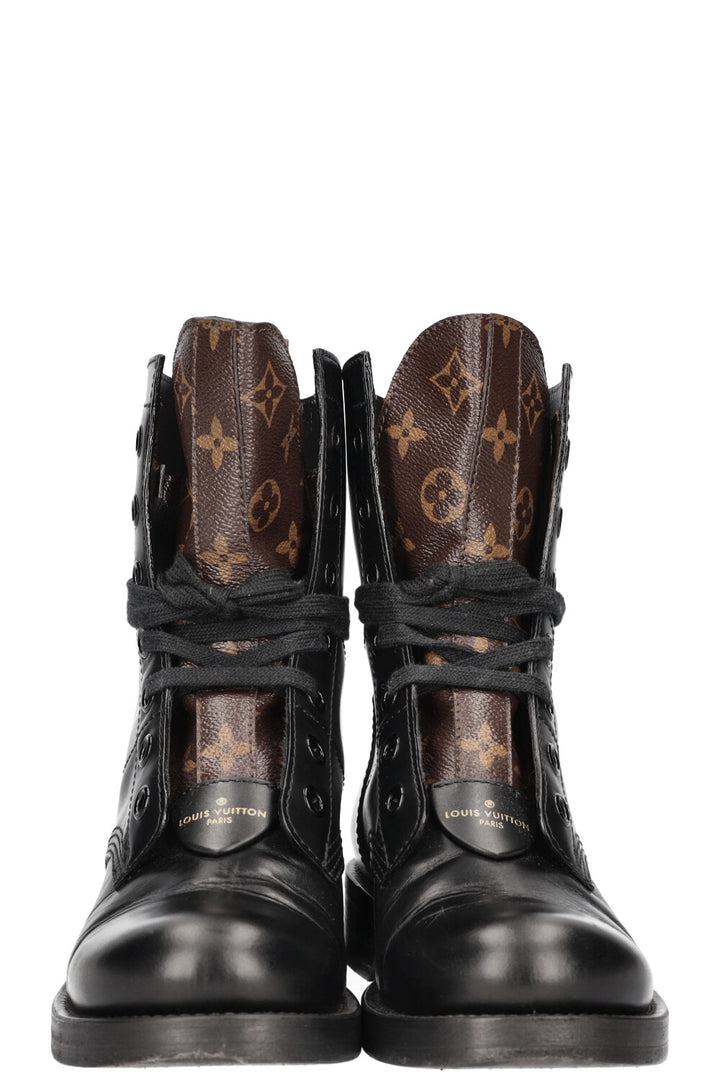 LOUIS VUITTON Metropolis Flat Ranger Boots Mng Leather Black